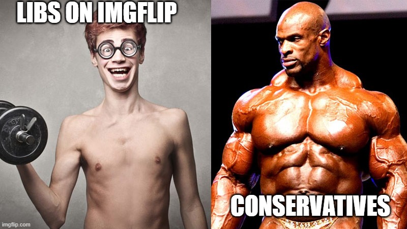 Heh heh.  It's really like this in the gym. | LIBS ON IMGFLIP; CONSERVATIVES | image tagged in funny,politics | made w/ Imgflip meme maker