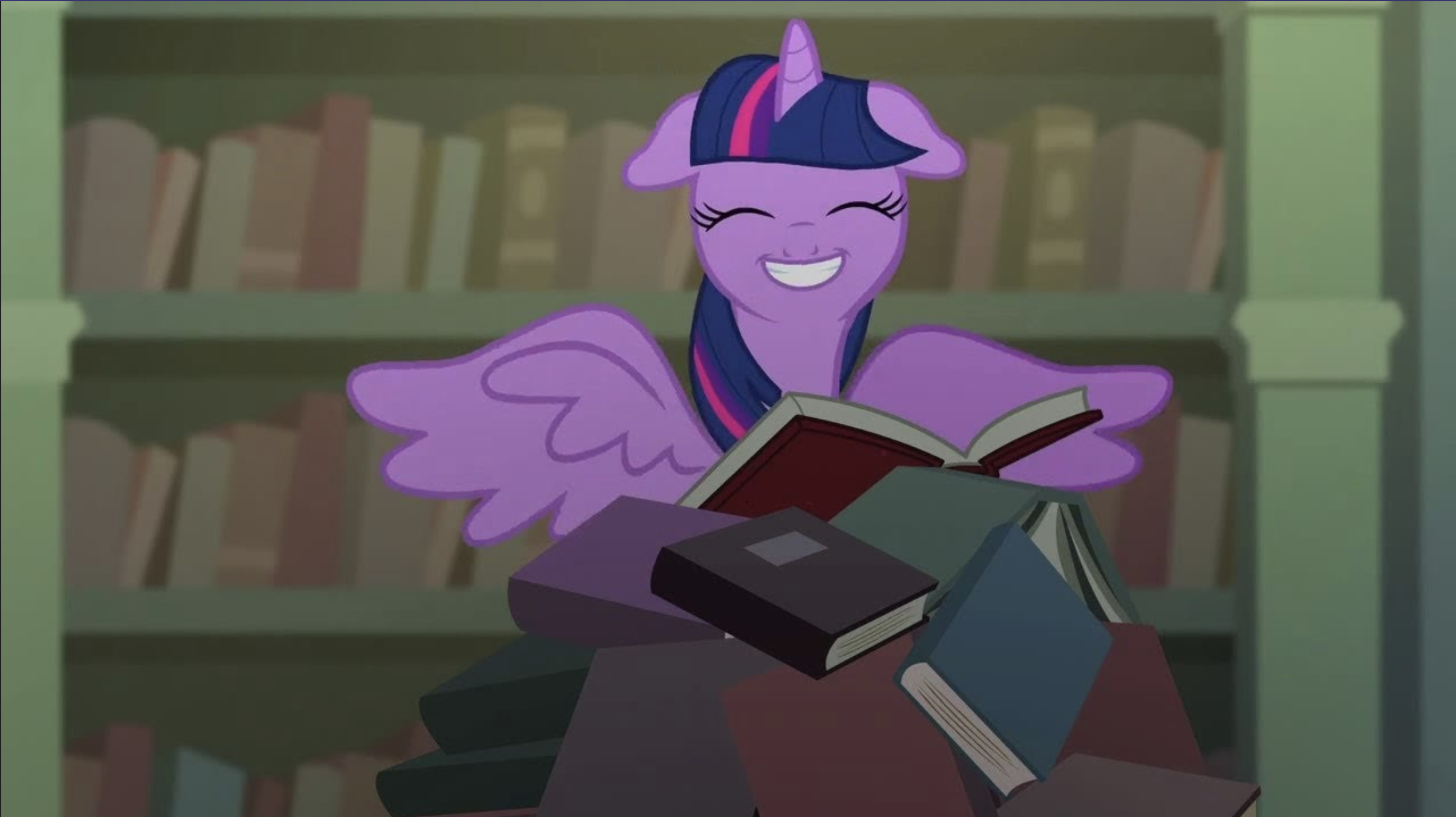 Twilight Sparkle with books Blank Meme Template