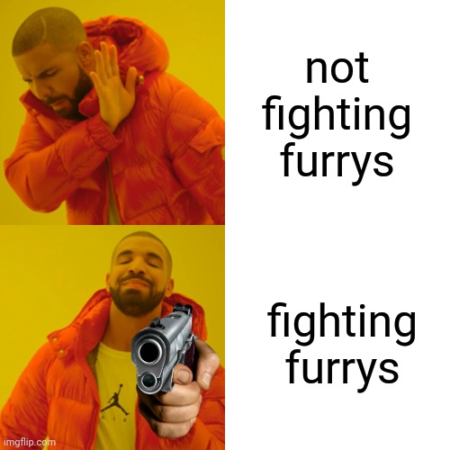 Drake Hotline Bling Meme | not fighting furrys fighting furrys | image tagged in memes,drake hotline bling | made w/ Imgflip meme maker