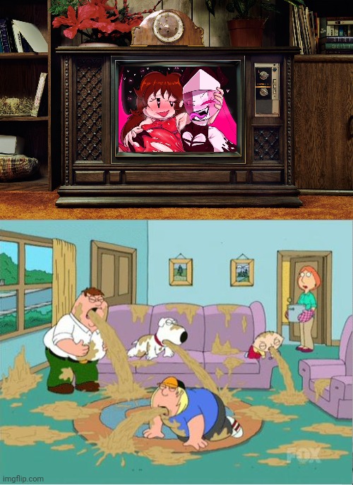 DISCUSTANG | image tagged in old tv,family guy puke,girlfriend,sarvente,friday night funkin,cringe | made w/ Imgflip meme maker