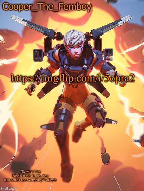 Meme plug | https://imgflip.com/i/5opra2 | image tagged in valkyrie temp | made w/ Imgflip meme maker