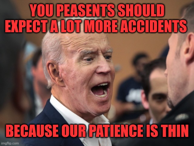 YOU PEASENTS SHOULD EXPECT A LOT MORE ACCIDENTS BECAUSE OUR PATIENCE IS THIN | made w/ Imgflip meme maker