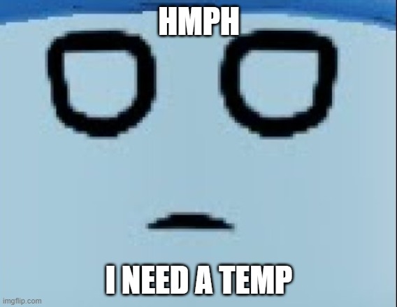 conscript face | HMPH; I NEED A TEMP | image tagged in conscript face | made w/ Imgflip meme maker