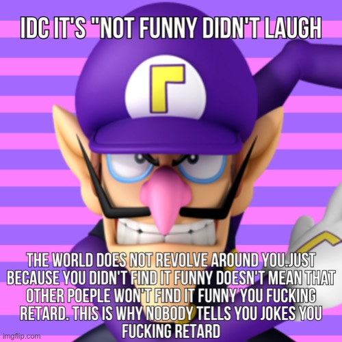 Idc it's not funny didn't laugh Waluigi | image tagged in idc it's not funny didn't laugh waluigi | made w/ Imgflip meme maker