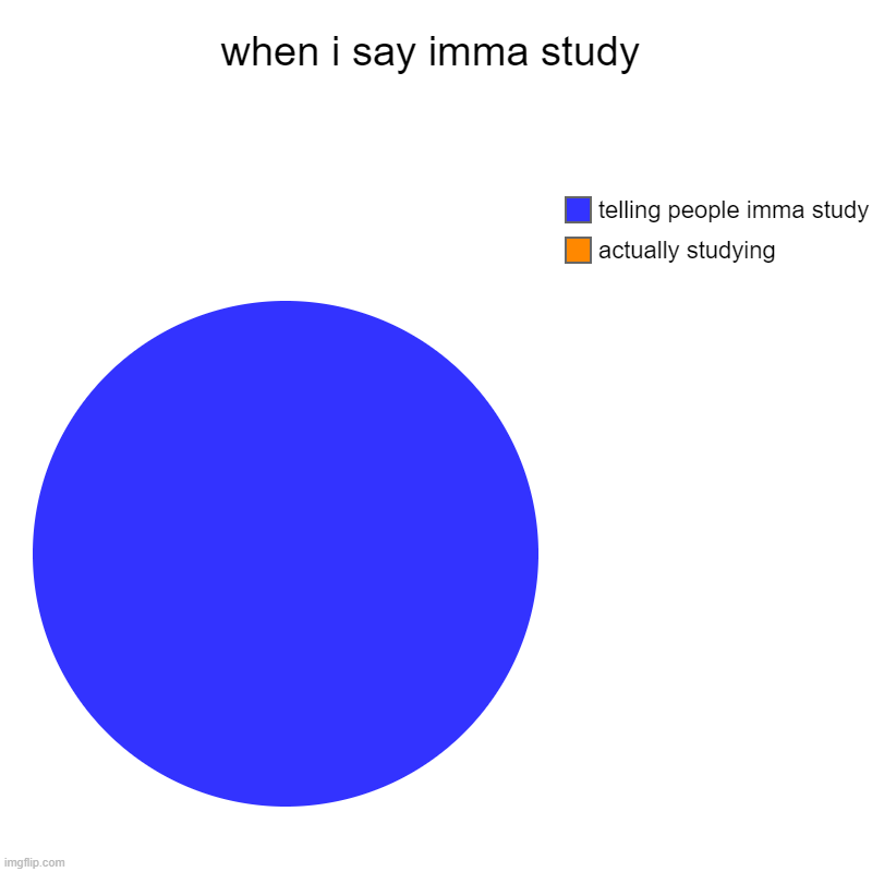 when i say imma study | actually studying, telling people imma study | image tagged in charts,pie charts | made w/ Imgflip chart maker