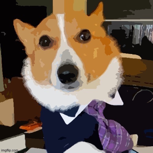 Lawyer Corgi Dog posterized | image tagged in lawyer corgi dog posterized | made w/ Imgflip meme maker