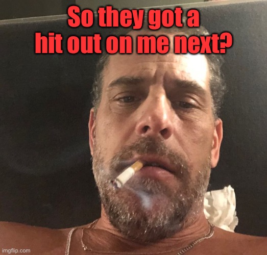 Hunter Biden | So they got a hit out on me next? | image tagged in hunter biden | made w/ Imgflip meme maker