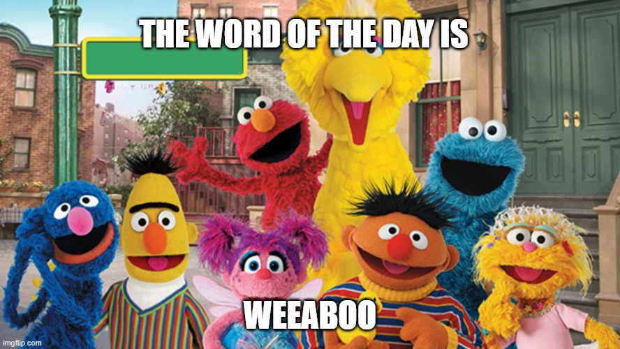 Sesame Street Blank Sign | THE WORD OF THE DAY IS; WEEABOO | image tagged in sesame street blank sign | made w/ Imgflip meme maker