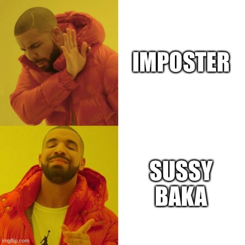 Drake Blank | IMPOSTER; SUSSY BAKA | image tagged in drake blank | made w/ Imgflip meme maker