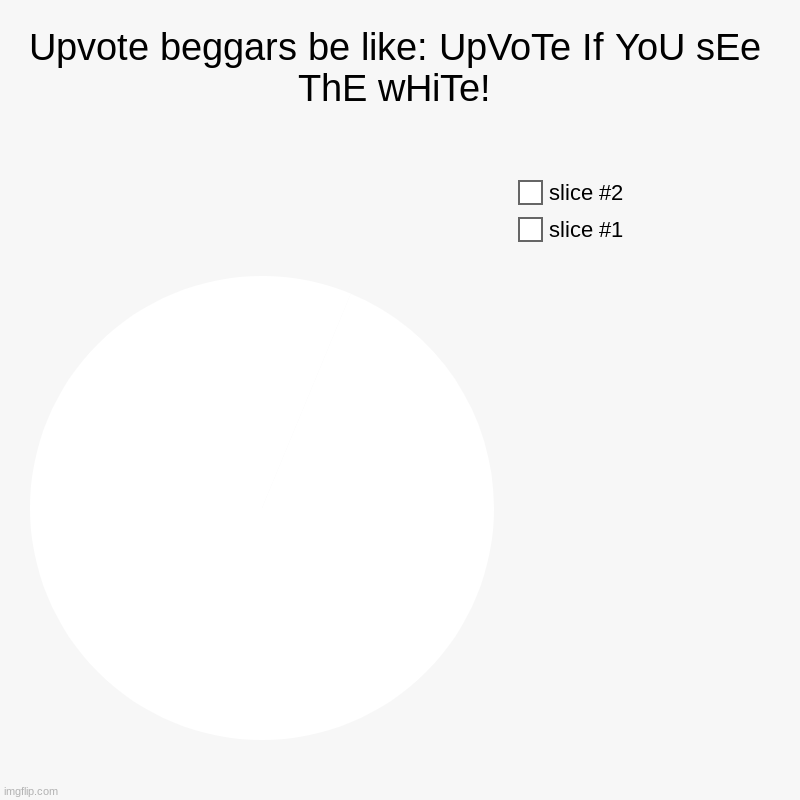 Upvote beggars be like: | Upvote beggars be like: UpVoTe If YoU sEe ThE wHiTe! | | image tagged in charts,pie charts,upvote begging | made w/ Imgflip chart maker