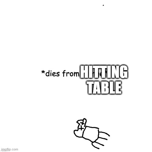 *dies from cringe* | HITTING TABLE | image tagged in dies from cringe | made w/ Imgflip meme maker