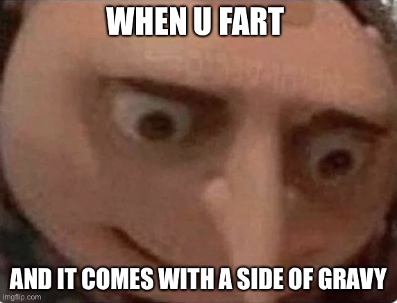 WHEN U FART; AND IT COMES WITH A SIDE OF GRAVY | image tagged in funny memes | made w/ Imgflip meme maker