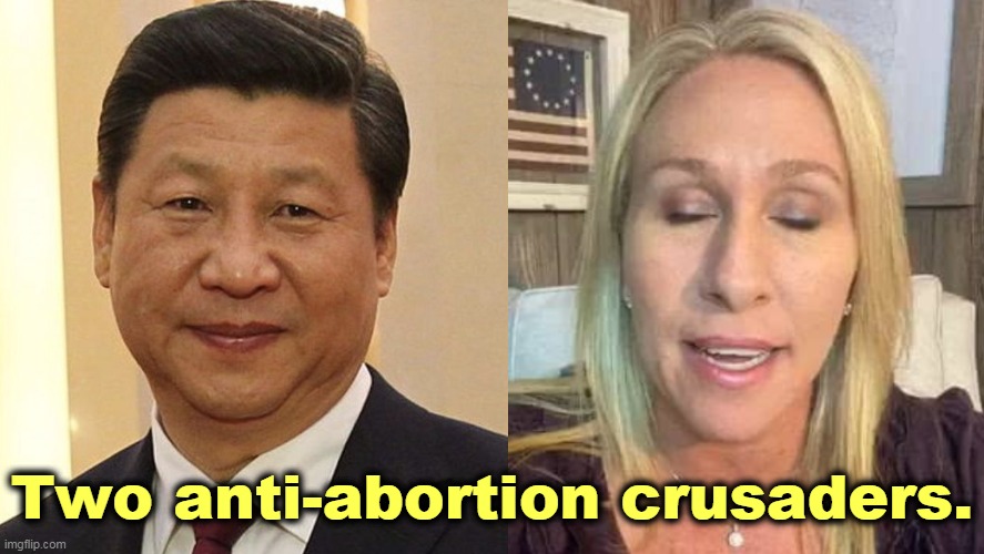 This is awkward. | Two anti-abortion crusaders. | image tagged in xi jinping,american horror story,anti,choice | made w/ Imgflip meme maker