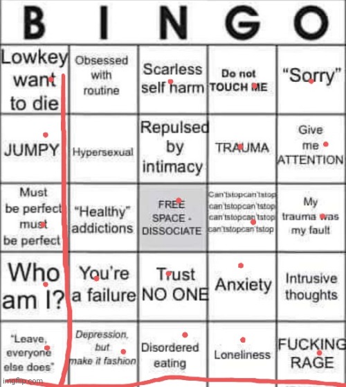 Bingo 2x | image tagged in depression,depression bingo | made w/ Imgflip meme maker