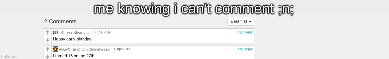 12 more hours | me knowing i can't comment ;n; | made w/ Imgflip meme maker