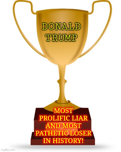 Aren't You Embarrassed Enough All Ready? | DONALD TRUMP; MOST PROLIFIC LIAR AND MOST PATHETIC LOSER IN HISTORY! | image tagged in blank trophy,memes,trump lost,president biden,loser,trump lies | made w/ Imgflip meme maker