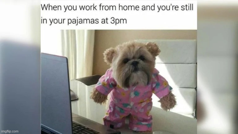 image tagged in work,memes,pajamas | made w/ Imgflip meme maker