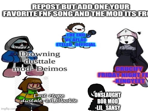 Fnf repost | ONSLAUGHT
BOB MOD
-LIL_SANSY | image tagged in repost | made w/ Imgflip meme maker