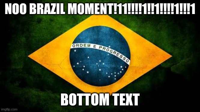 kaka v420 is epik | NOO BRAZIL MOMENT!11!!!!1!!1!!!!1!!!1; BOTTOM TEXT | image tagged in brazil flag,nnooooo | made w/ Imgflip meme maker