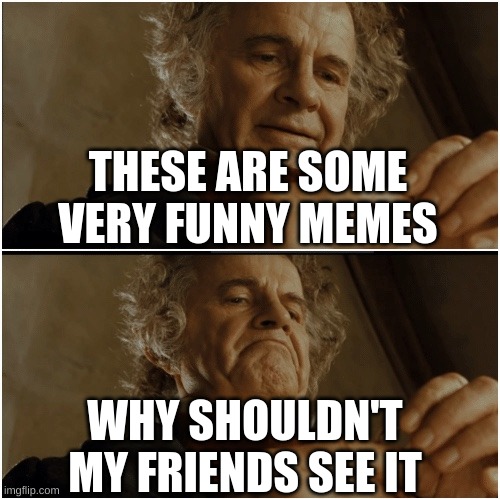 Bilbo - Why shouldn’t I keep it? | THESE ARE SOME VERY FUNNY MEMES; WHY SHOULDN'T MY FRIENDS SEE IT | image tagged in bilbo - why shouldn t i keep it | made w/ Imgflip meme maker