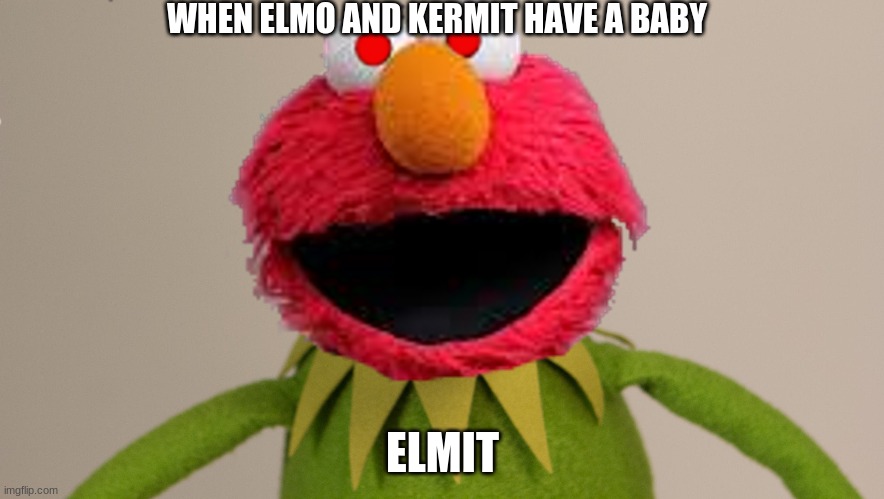 Elmit | WHEN ELMO AND KERMIT HAVE A BABY; ELMIT | image tagged in funny | made w/ Imgflip meme maker