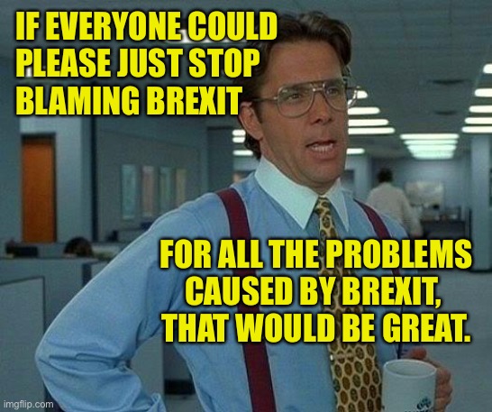 That Would Be Great | IF EVERYONE COULD 
PLEASE JUST STOP
BLAMING BREXIT; FOR ALL THE PROBLEMS
CAUSED BY BREXIT, 
THAT WOULD BE GREAT. | image tagged in that would be great,brexit,shortage,uk,political,satire | made w/ Imgflip meme maker