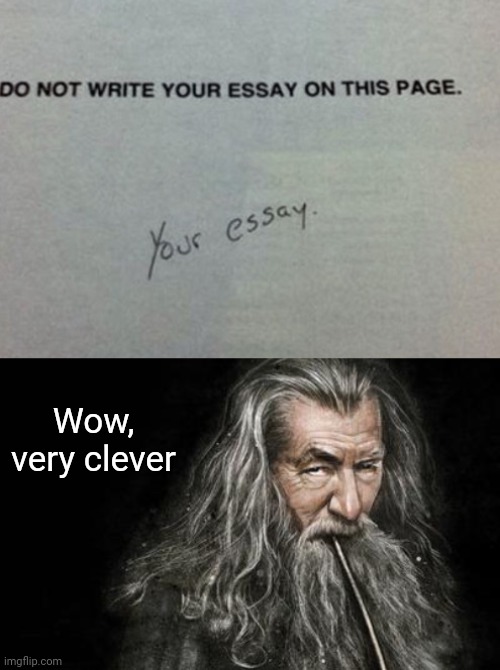 So clever |  Wow, very clever | image tagged in clever gandalf,reposts,repost,memes,meme,funny test answers | made w/ Imgflip meme maker