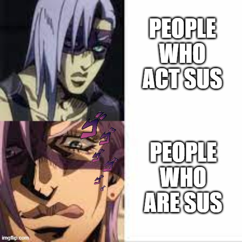 Sus | PEOPLE WHO ACT SUS; PEOPLE WHO ARE SUS | image tagged in sus | made w/ Imgflip meme maker