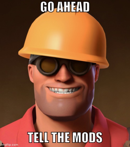 Go ahead, tell the mods. | image tagged in go ahead tell the mods | made w/ Imgflip meme maker