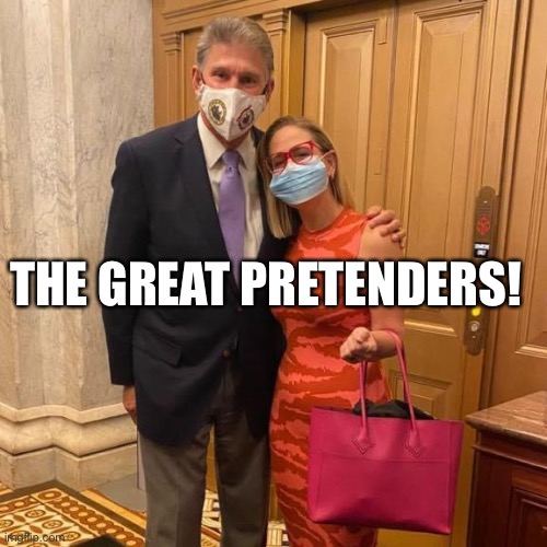 The Republican Party’s Trojan Horse | THE GREAT PRETENDERS! | image tagged in the pretenders,joe manchin,trojan horse,kyrsten sinema,obstruction,crooked | made w/ Imgflip meme maker