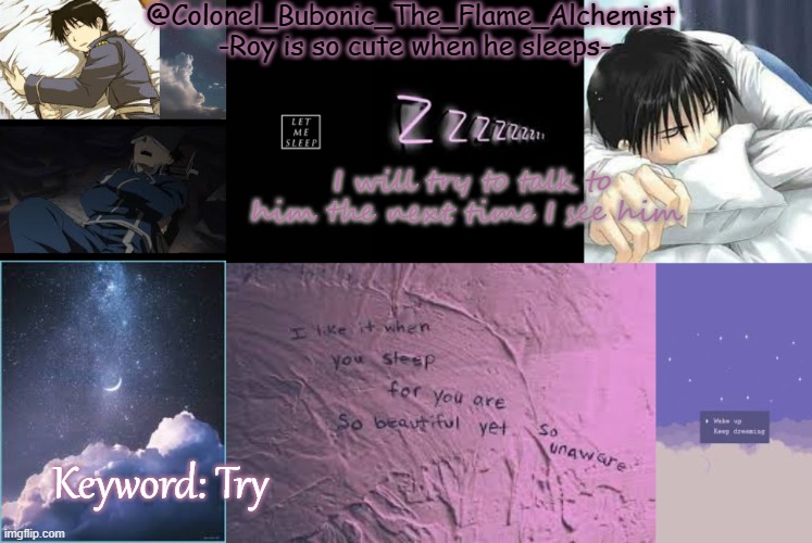 I'm emphasizing on the try | I will try to talk to him the next time I see him; Keyword: Try | image tagged in sleepy roy tempo | made w/ Imgflip meme maker