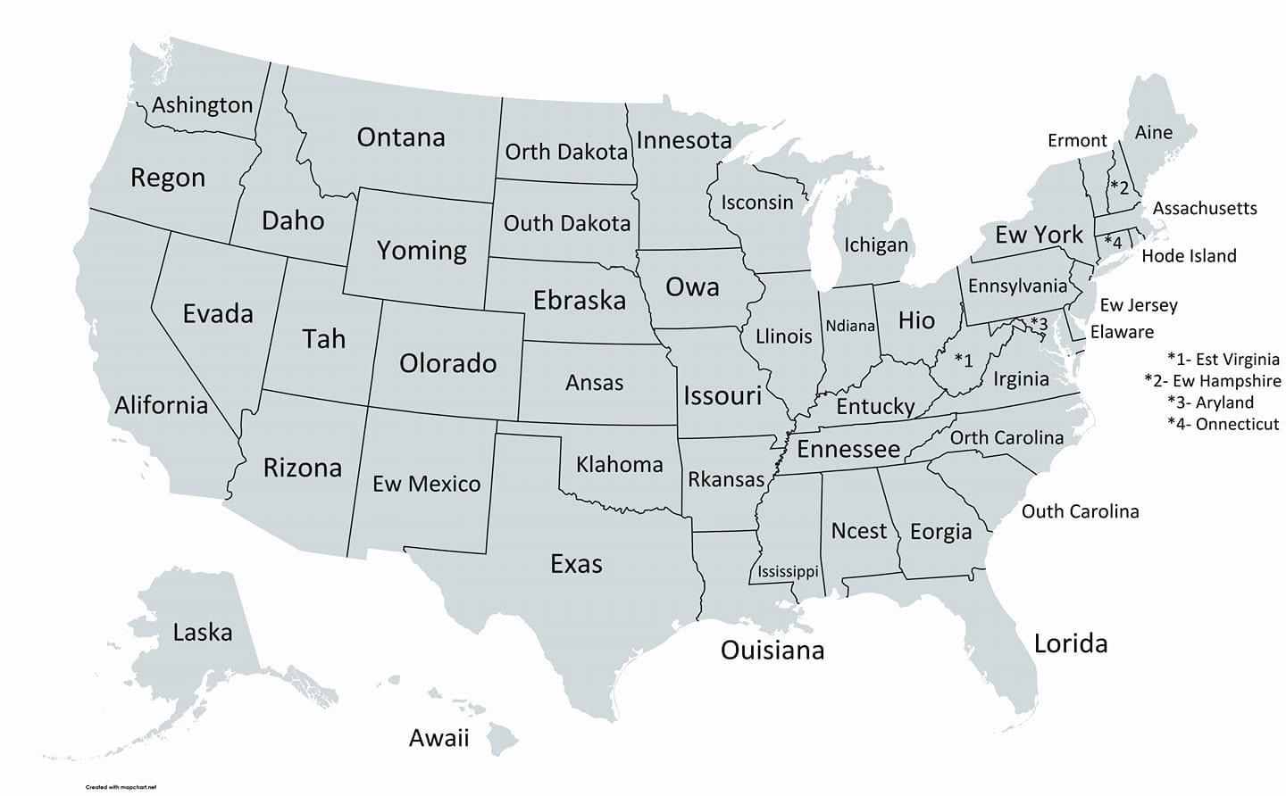 High Quality US Map first letter missing Blank Meme Template