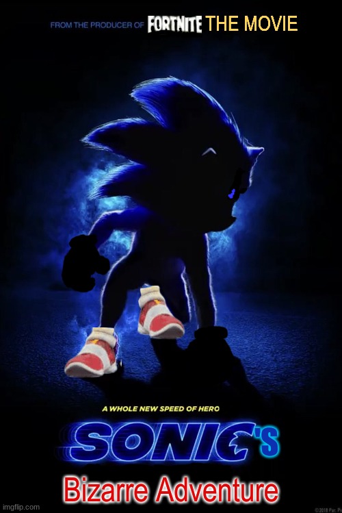 Sonic's Bizarre Adventure Poster | THE MOVIE; 'S; Bizarre Adventure | image tagged in sonic's bizarre adventure | made w/ Imgflip meme maker