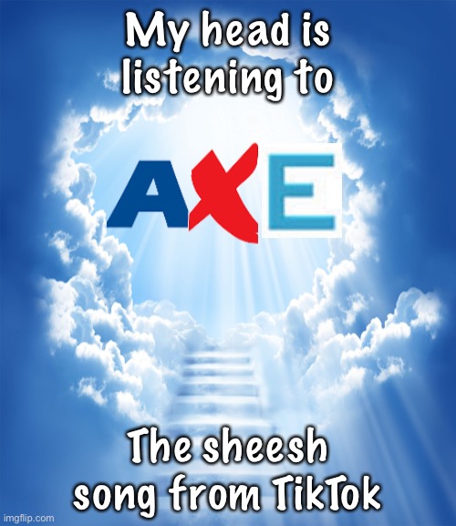 Heaven | My head is listening to; The sheesh song from TikTok | image tagged in heaven | made w/ Imgflip meme maker