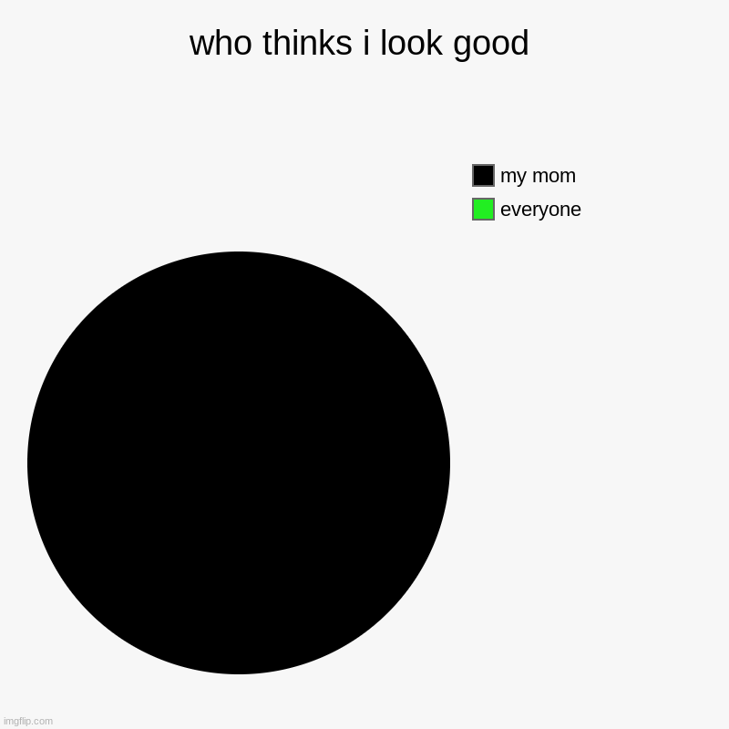 i do look good though | who thinks i look good | everyone, my mom | image tagged in charts,pie charts | made w/ Imgflip chart maker