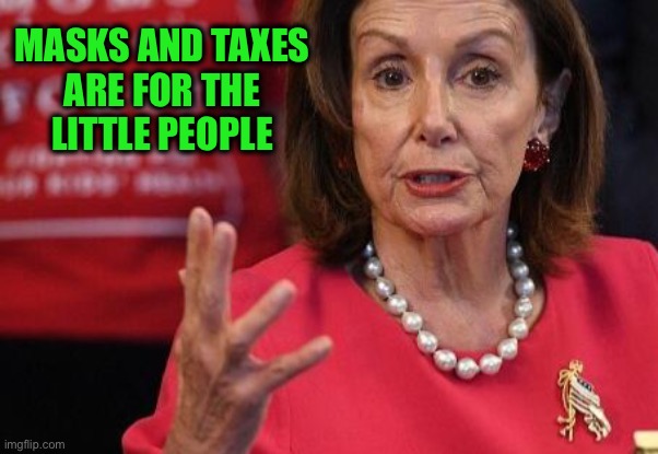 Pelosi explains | MASKS AND TAXES 
ARE FOR THE 
LITTLE PEOPLE | image tagged in pelosi explains | made w/ Imgflip meme maker