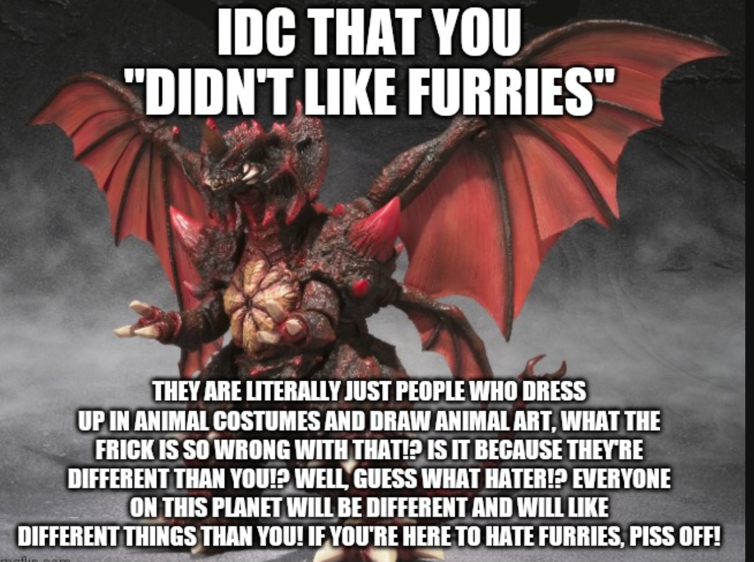Destoroyah hates anti-furries Blank Meme Template