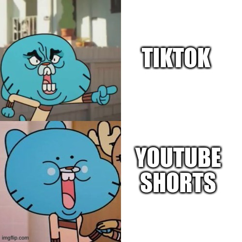 YT Shorts es guut | TIKTOK; YOUTUBE SHORTS | image tagged in gumball drake format,drake hotline bling,tik tok,youtube,tiktok sucks,lol | made w/ Imgflip meme maker
