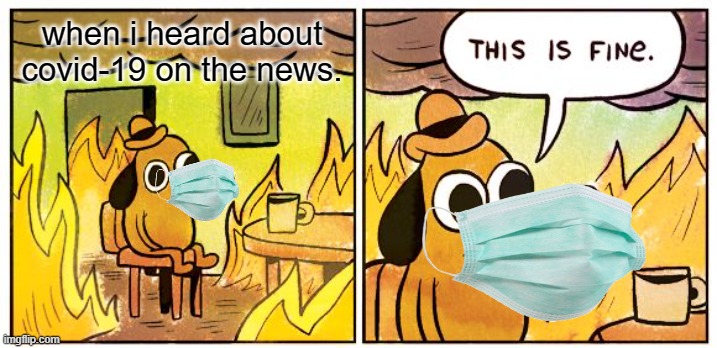 covid-19 | when i heard about covid-19 on the news. | image tagged in memes,this is fine | made w/ Imgflip meme maker