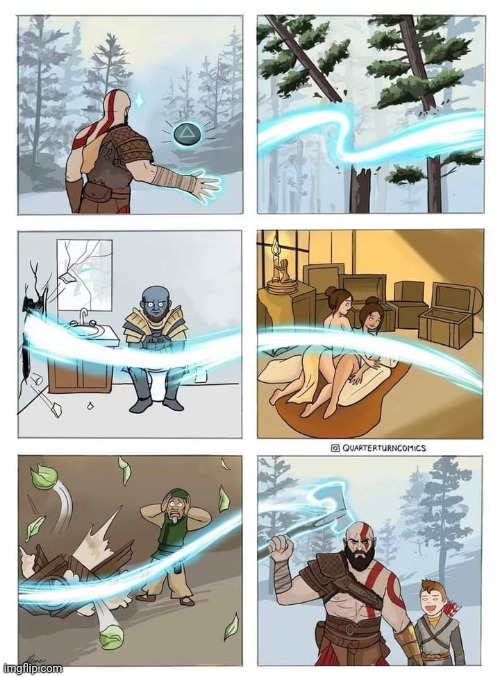 HE'S BASICALLY THOR, FROM THE MARVEL MOVIES | image tagged in god of war,comics/cartoons | made w/ Imgflip meme maker