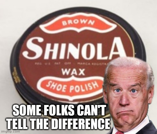 Ya can't tell Shit from Shinola | SOME FOLKS CAN'T TELL THE DIFFERENCE | image tagged in biden,joe biden,stupid,stupid people,politics,political meme | made w/ Imgflip meme maker