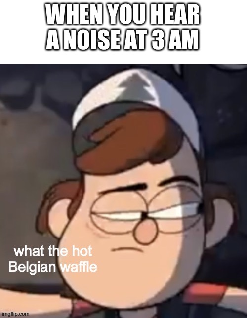 What in the hot Belgian waffle | WHEN YOU HEAR A NOISE AT 3 AM | image tagged in what in the hot belgian waffle | made w/ Imgflip meme maker