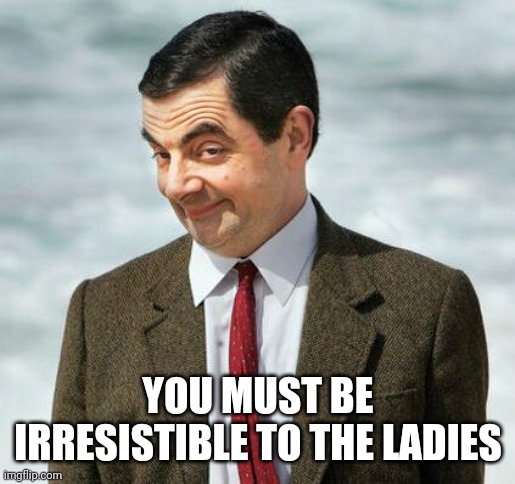 mr bean | YOU MUST BE IRRESISTIBLE TO THE LADIES | image tagged in mr bean | made w/ Imgflip meme maker