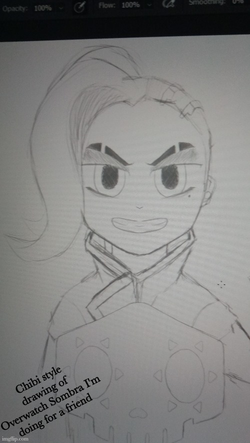 Chibi style drawing of Overwatch Sombra I'm doing for a friend | image tagged in sombra,chibi,drawing,digital art,overwatch,art | made w/ Imgflip meme maker