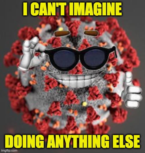 Coronavirus | I CAN'T IMAGINE DOING ANYTHING ELSE | image tagged in coronavirus | made w/ Imgflip meme maker