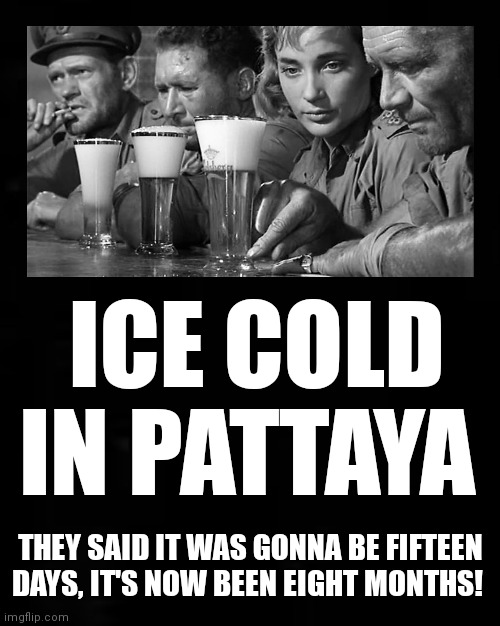 Open The Fcukin Bars | ICE COLD IN PATTAYA; THEY SAID IT WAS GONNA BE FIFTEEN DAYS, IT'S NOW BEEN EIGHT MONTHS! | image tagged in thailand,beer,covid-19,quarantine,lockdown,stupid people | made w/ Imgflip meme maker