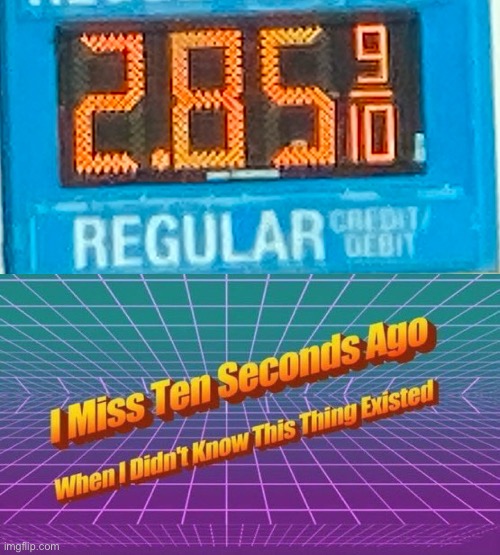 so now i have to worry about tenths of a cent? | image tagged in i miss ten seconds ago | made w/ Imgflip meme maker