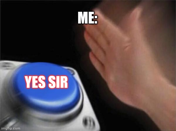 ME: YES SIR | image tagged in memes,blank nut button | made w/ Imgflip meme maker