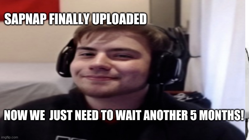 YAY | SAPNAP FINALLY UPLOADED; NOW WE  JUST NEED TO WAIT ANOTHER 5 MONTHS! | made w/ Imgflip meme maker