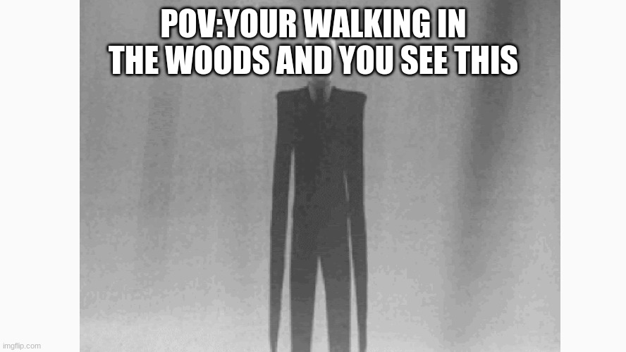 ooooo | POV:YOUR WALKING IN THE WOODS AND YOU SEE THIS | image tagged in slenderman | made w/ Imgflip meme maker